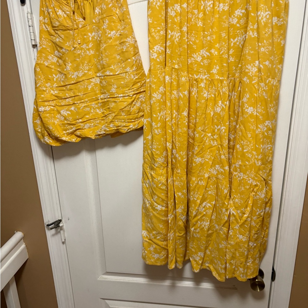 New York & Company Yellow Floral Dress and Top Set